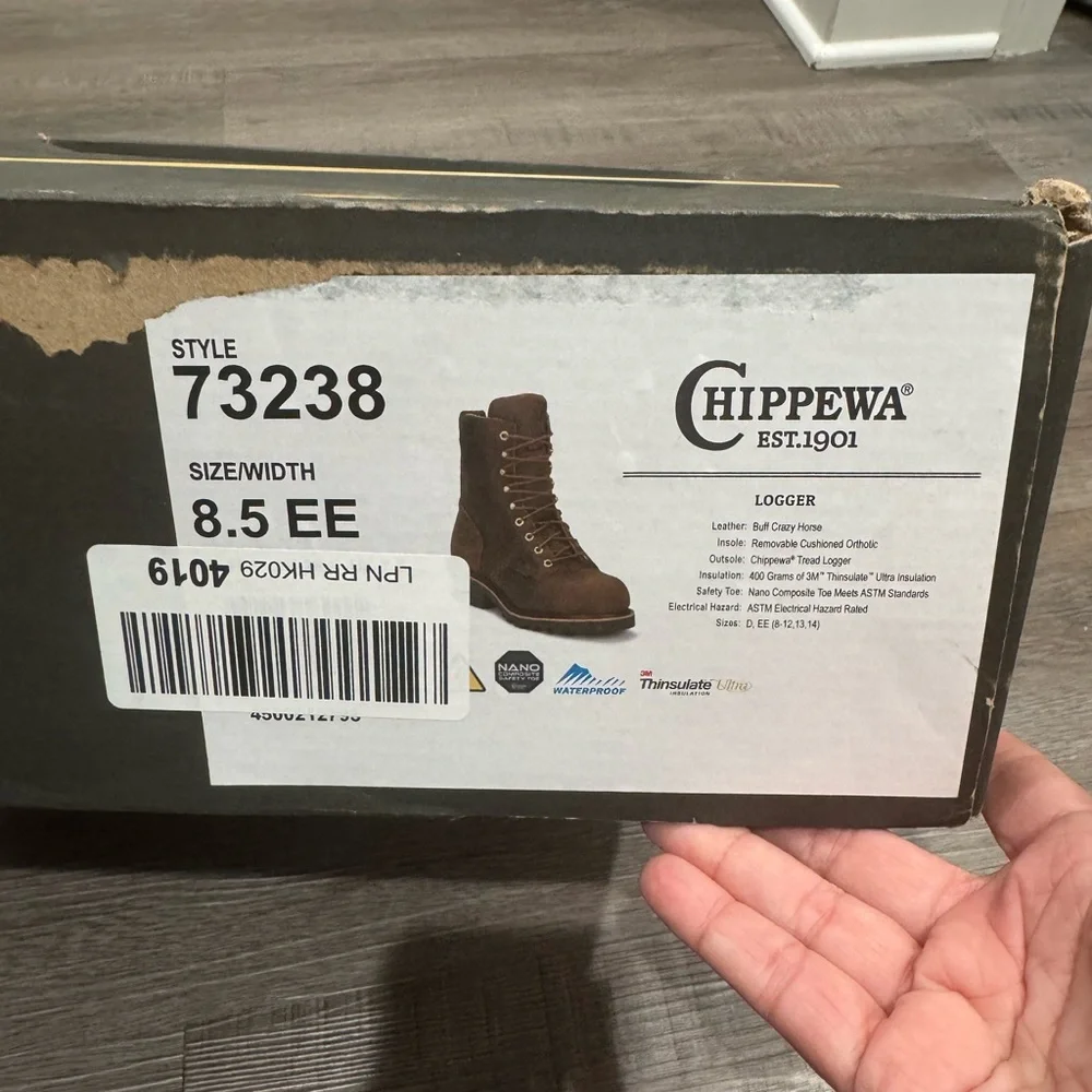 Chippewa Valdor 8” Waterproof Comp Toe Insulated Logger Buff Leather Boots